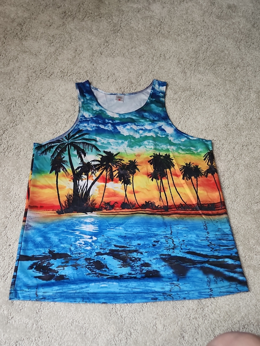 Tropical Sunset Palm Tank Top - Multicolor